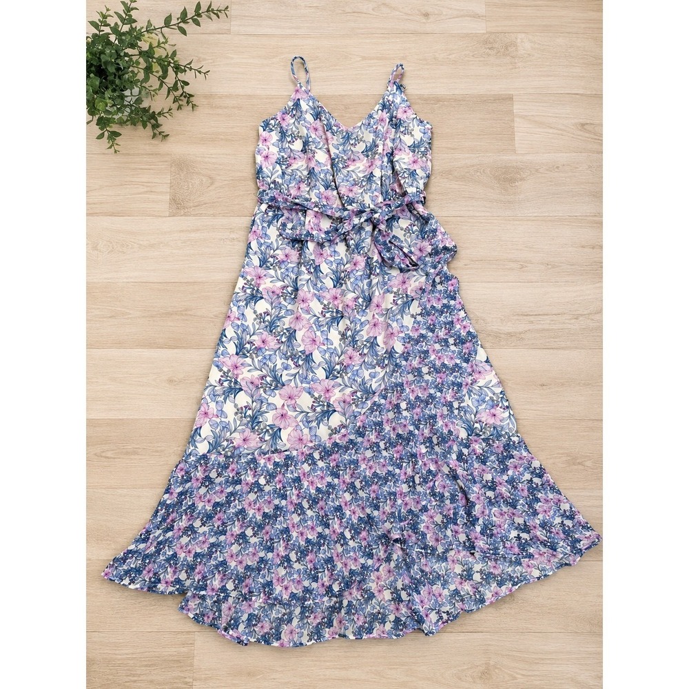 Vince Camuto Floral High-Low Maxi Dress Purple Blue White Sz 10 NWT